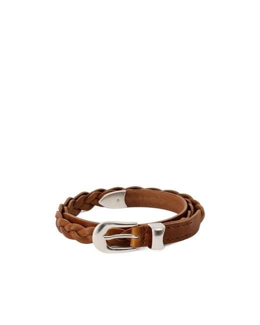 Our Legacy Brown Braided Buckle Belt for men