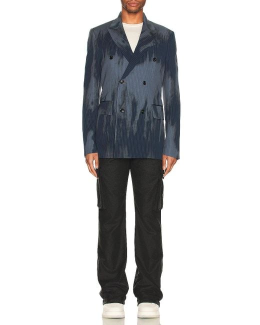 Amiri Blue Faded Doubled-Breasted Blazer for men