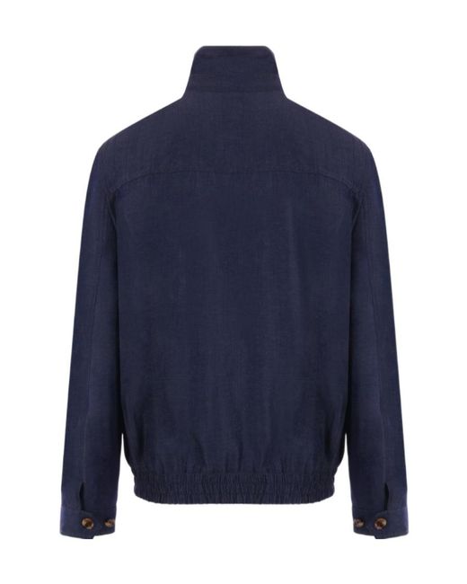 Brunello Cucinelli Blue Long-Sleeved Zip-Up Jacket for men