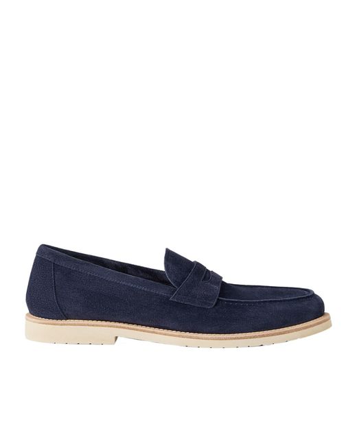 Brunello Cucinelli Blue Slip-On Flat Loafers for men