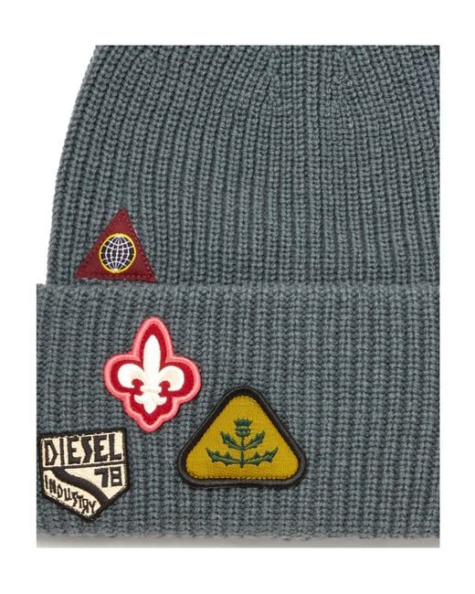 DIESEL Gray K-Pha Ribbed-Knit Beanie Hat for men