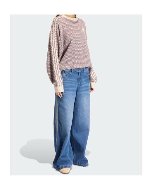 Adidas Originals Multicolor Trefoil-Embroidered 3-Stripes Sweater