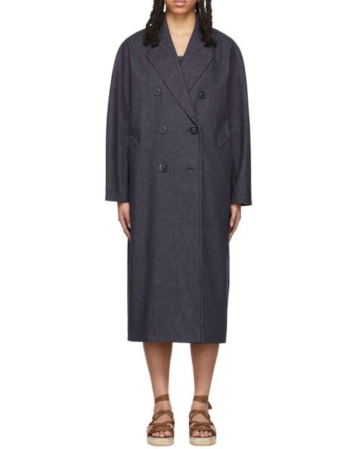 Max Mara Blue Denim Logo Coat