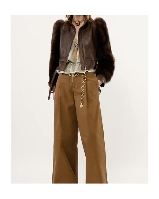 Chloé Brown Short High-Neck Leather Jacket