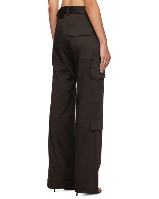 MSGM Black High-Waist Straight-Leg Cargo Trousers