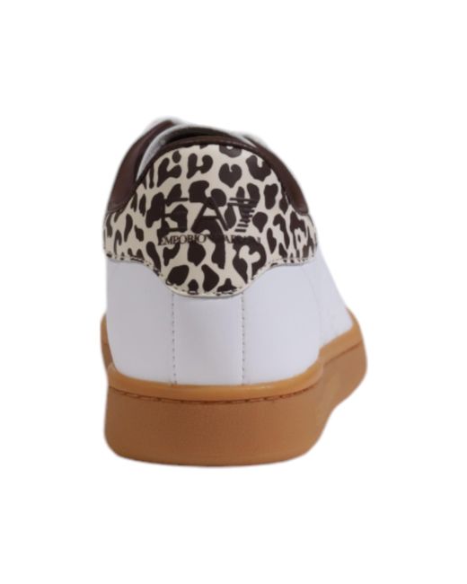 EA7 White Round-Toe Low-Top Casual Shoes for men