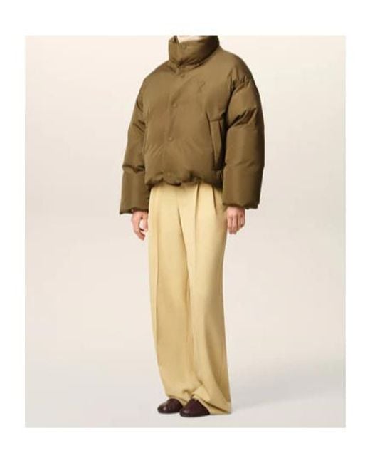 AMI Natural Embossed-Logo Puffer Jacket