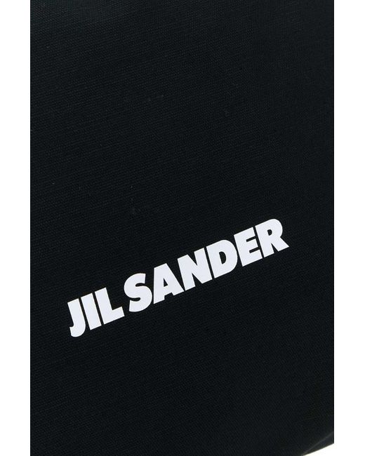 Jil Sander Black Logo-Print Open Top Tote Bag