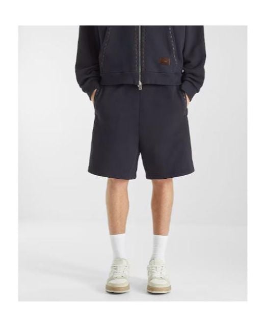 Fendi Blue Logo Patch Tied-Waist Shorts for men