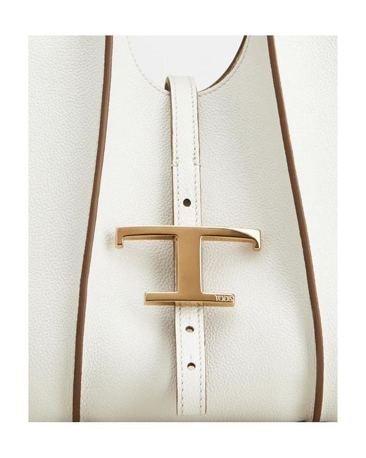Tod's White Timeless Logo Plaque Mini Tote Bag