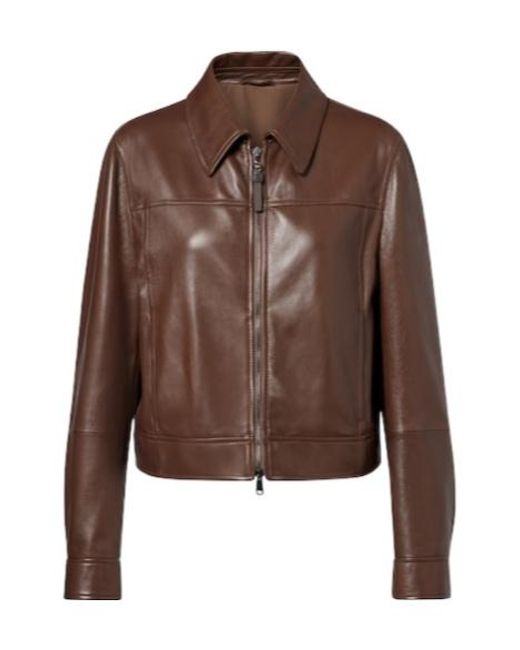 Brunello Cucinelli Brown Soft Leather Cropped Jacket