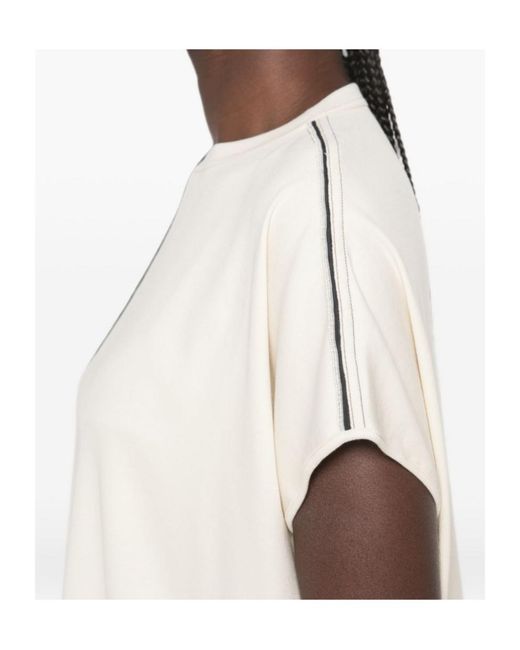 Fabiana Filippi White Side-Stripe Short-Sleeve T-Shirt