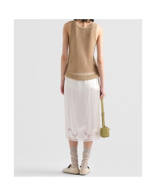 Prada Natural Cotton Mesh Tank Top