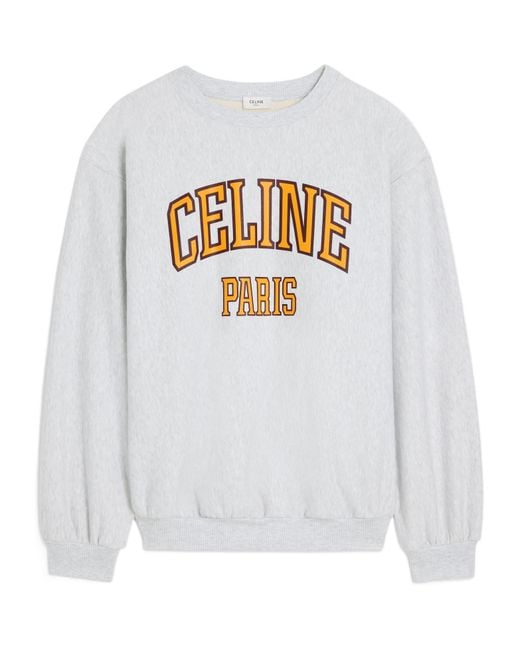 Céline White Wide Cotton Fleece Sweatshirt