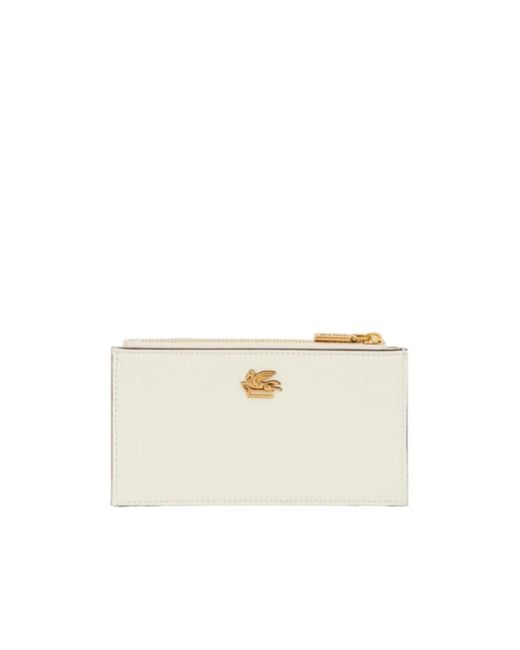 Etro White Pegaso Zipped Card Holder