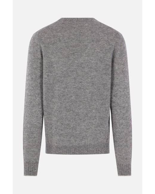 Brunello Cucinelli Gray Crewneck Knitted Sweater for men