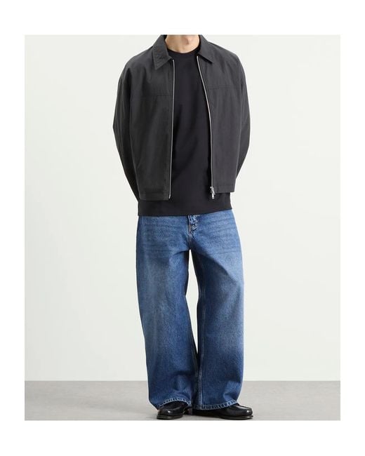 Studio Nicholson Blue Logo Patch Cropped Wide-Leg Jeans for men
