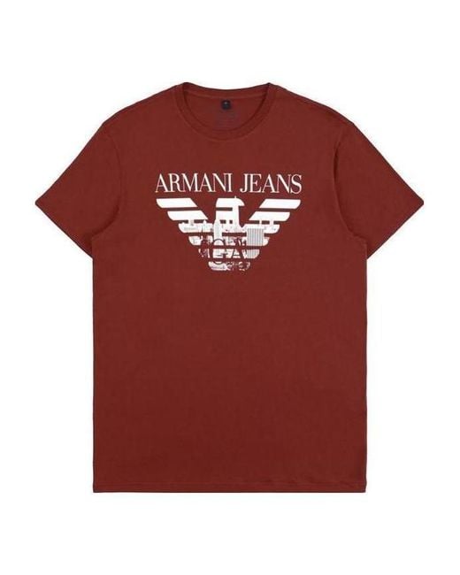 Armani Jeans Red Logo Printed T-Shirt for men