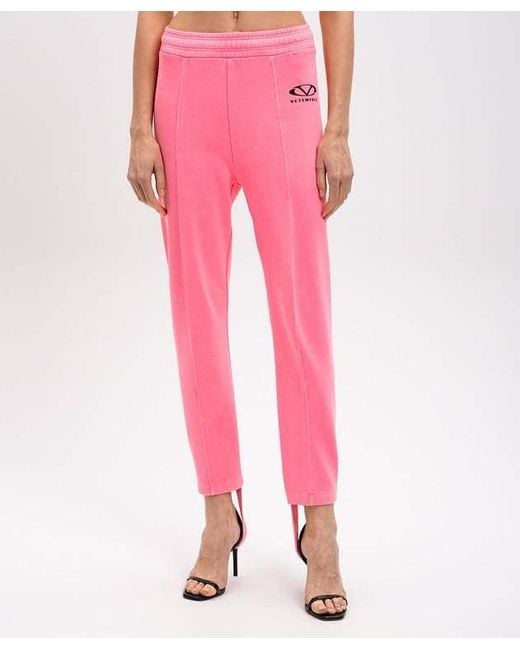 Vetements Pink Oval Logo Printed Jogging Pants