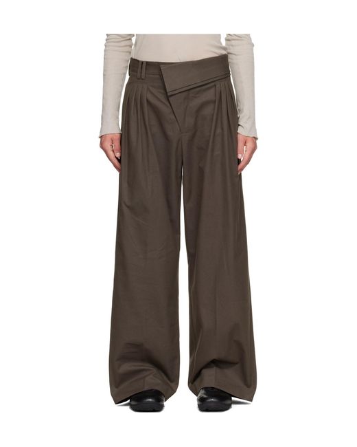 Kiko Kostadinov Brown Fold-Over Waist Casual Trousers for men