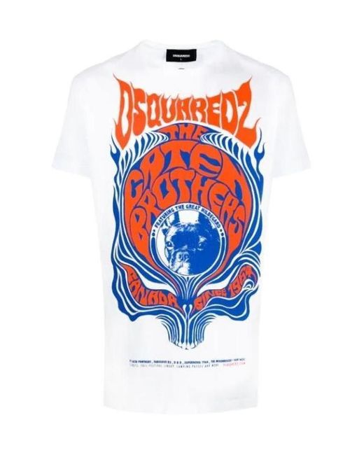 DSquared² White Logo Printed T-Shirt for men