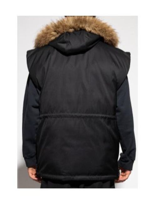 Balenciaga Black Fur-Trimmed Padded Jacket for men