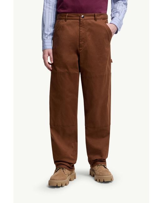 Moncler Brown Logo Patch Straight-Leg Trousers for men