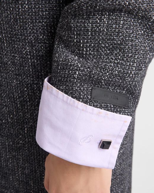 Prada Gray Single-Breasted Wool Blend Coat for men