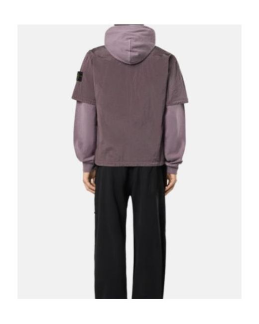 Stone Island Purple Logo Patch Short Sleeve Shirt for men