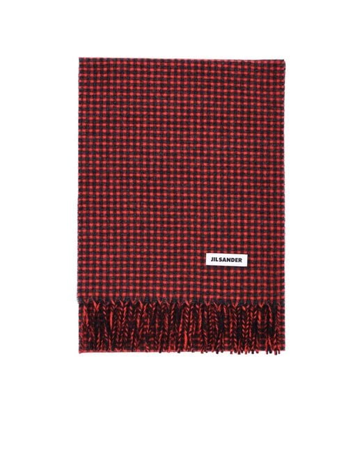 Jil Sander Red Tasseled Scarf