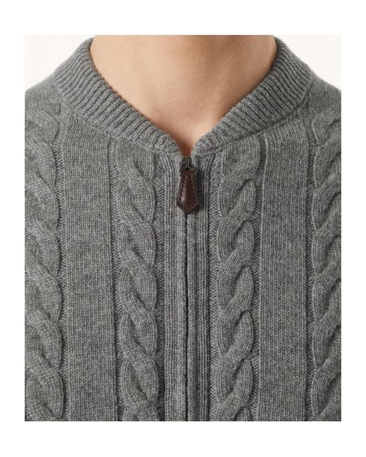 Loro Piana Gray Cedar Bomber Cardigan for men