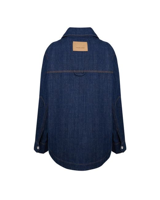 AMI Blue Embroidered Shirt Jacket