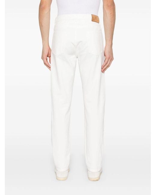 Brunello Cucinelli White Garment-Dyed Iconic Fit Five-Pocket Trousers for men