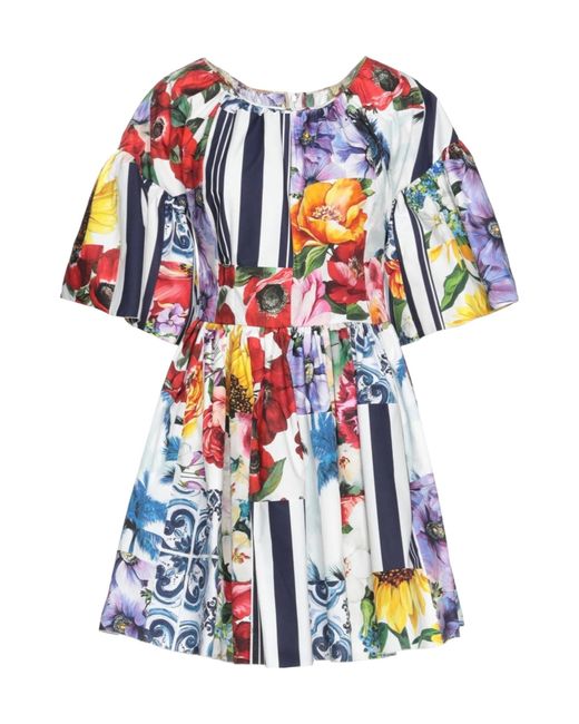 Dolce & Gabbana Blue Floral Short Sleeve Dress