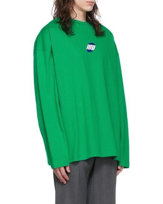 we11done Green Logo-Print Long-Sleeved T-Shirt for men