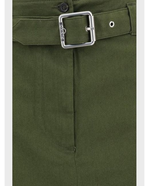 Pinko Green Belted Cargo Midi Skirt