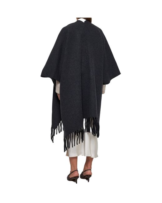 Brunello Cucinelli Black Fringe-Detailing Poncho