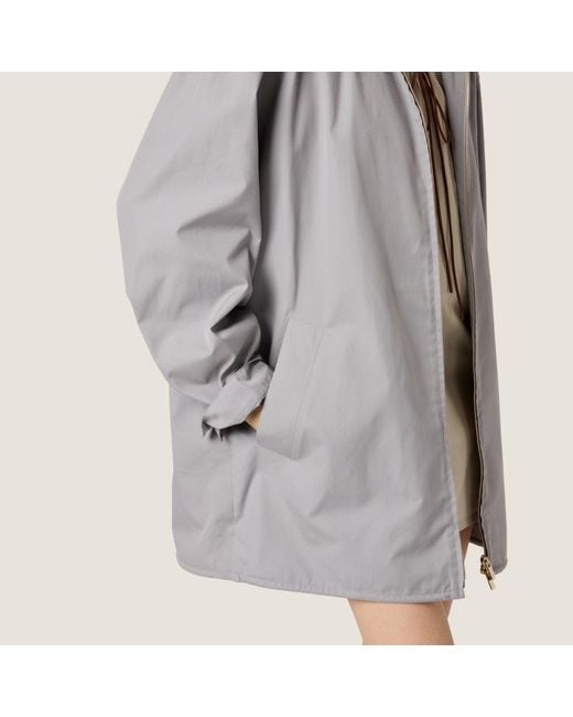 Miu Miu Gray Single-Breasted Panama Cotton Caban Jacket