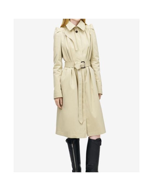McQueen Natural Pleated Belted Trench Coat