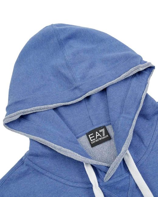 EA7 Blue Letter Printed Hooded Sweater for men