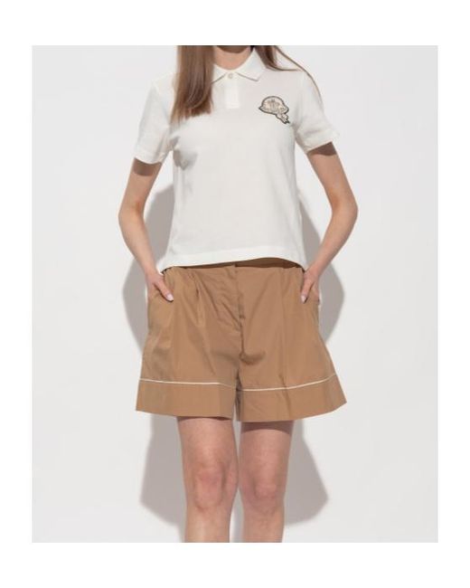 Moncler White Logo Patch Short Sleeved Polo Shirt