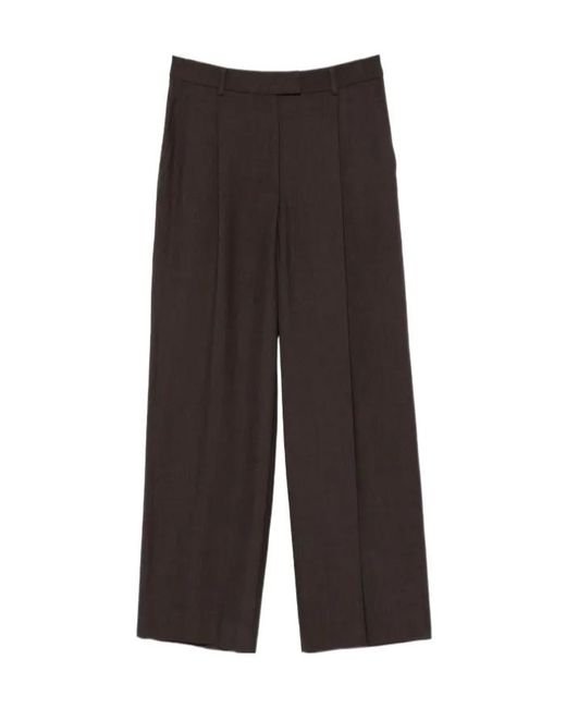 Low Classic Brown Pleated-Front Trousers