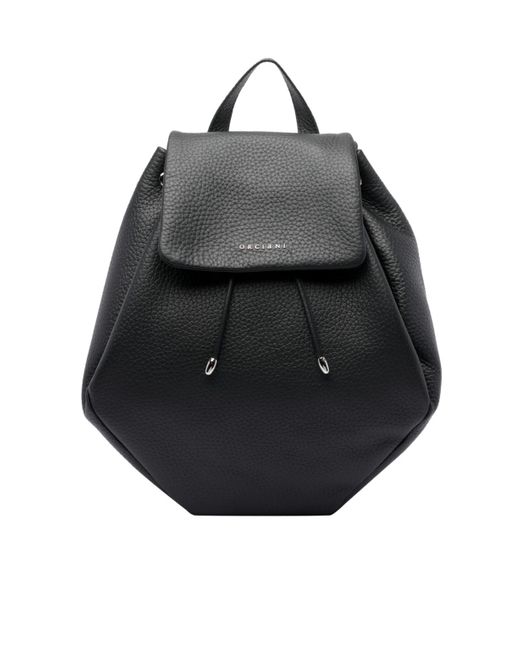 Orciani Black Soft Pebbled Texture Backpack With Adaptable Straps