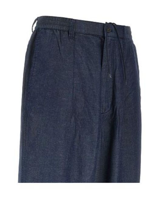 Emporio Armani Blue Elasticated-Waistband Trousers for men