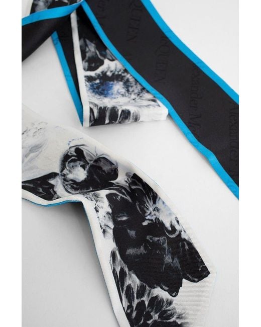 McQueen White Pattern Scarf