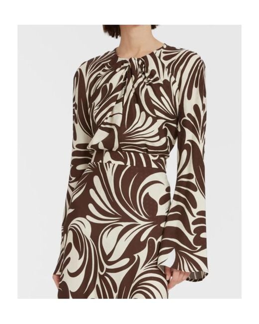 LaDoubleJ White Abstract-Print Knotted-Neck Blouse