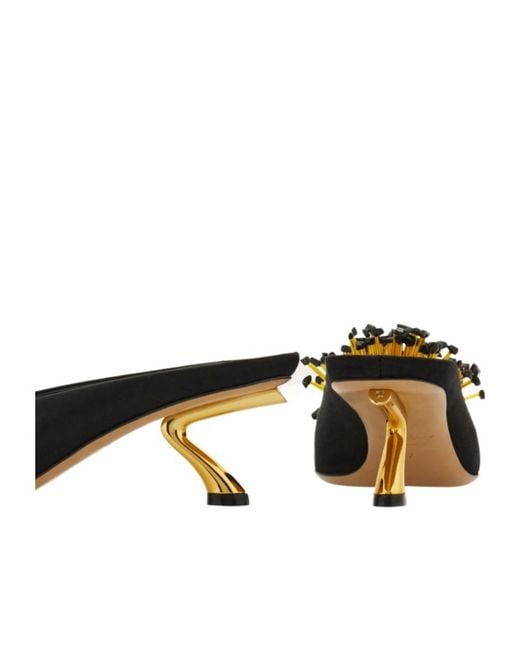 Ferragamo Black Ferragamo Safi Embellished Heel Mules