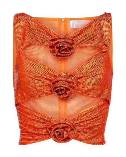 GIUSEPPE DI MORABITO Orange Hollowed-Out Cardigan