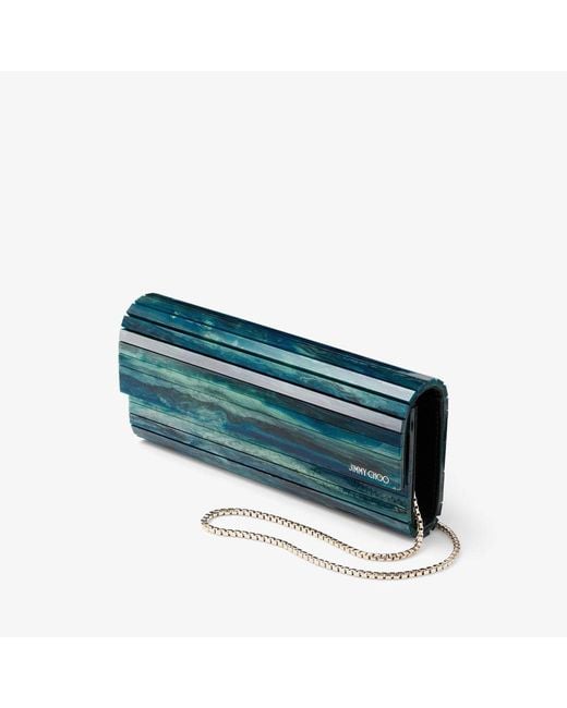 Jimmy Choo Blue Marble-Effect Sweetie Clutch Bag