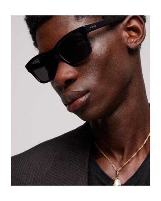 Gucci Black Rectangular-Frame Sunglasses for men